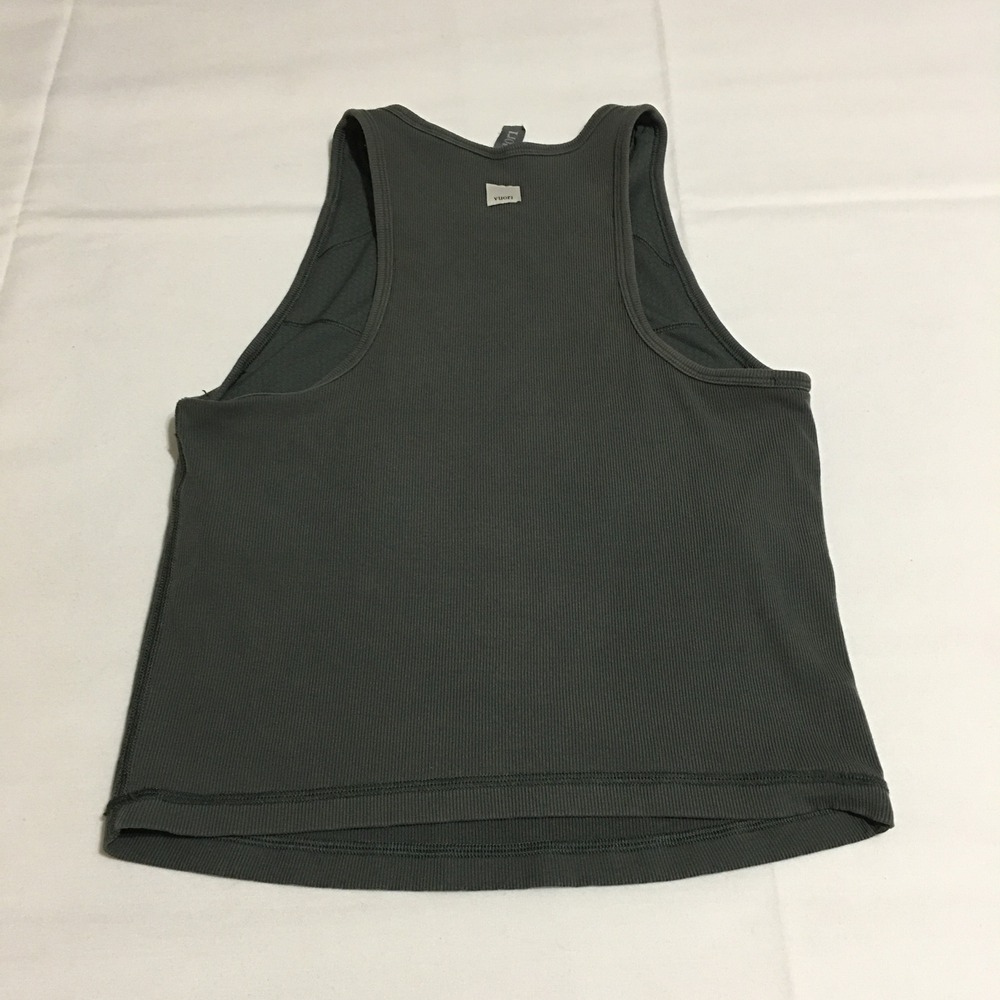 Vuori Tank Top Women Small Green Ribbed High Neck Sleeveless